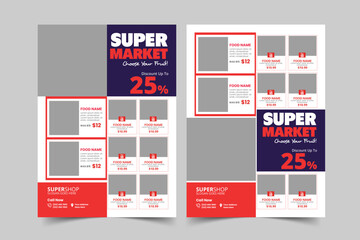 Supermarket Food Promotion Flyer Design Template | Grocery Discount Poster