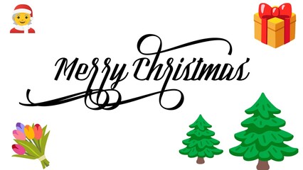 Merry Christmas festive greeting text on red holiday background with copy space for seasonal celebration and winter wishes