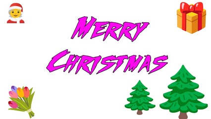 Merry Christmas festive greeting text on red holiday background with copy space for seasonal celebration and winter wishes