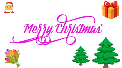 Merry Christmas festive greeting text on red holiday background with copy space for seasonal celebration and winter wishes