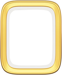 Modern Rectangular gold picture frame with rounded edges isolated on white background. Realistic Photo golden frames mockup. Classic Borders set for painting, photo gallery. 3d png illustration.