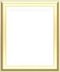 Golden modern frame isolated on white background. Realistic rectangle frames mockup. Classic Photo wooden frame. Gold borders set for painting, poster, photo gallery. 3d png illustration.