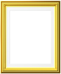 Golden modern frame isolated on white background. Realistic rectangle frames mockup. Classic Photo wooden frame. Gold borders set for painting, poster, photo gallery. 3d png illustration.