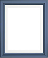 Blue frame isolated on white background. Realistic rectangle frames mockup. Classic Photo wooden frame. Shades of blue borders set for painting, poster, photo gallery. 3d png illustration.