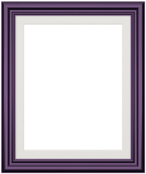 Purple frame isolated on white background. Realistic rectangle frames mockup. Classic Photo wooden frame. Shades of purple borders set for painting, poster, photo gallery. 3d png illustration.
