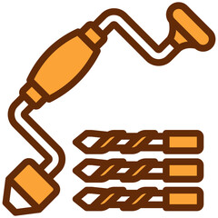 Hand Drill Dual Tone Color Icon, Mini Illustration Relate To Carpentry, Wood Industry. Use For Modern Concept, Ui, Ux Web And App Development.