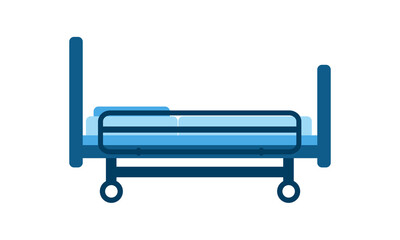 Modern Hospital Bed Vector Illustration with Wheels and Side Rails