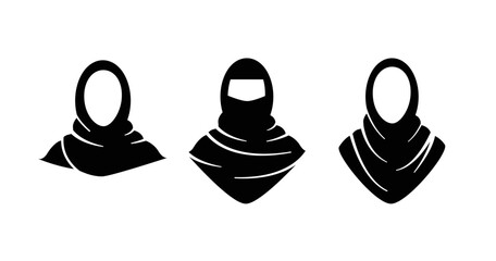 Muslim Women Head Coverings Silhouettes Variations 