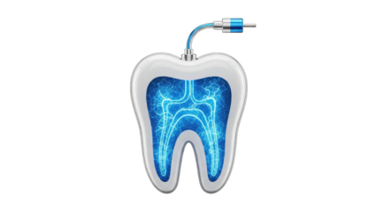 Digital Tooth Connected with Cable - Dental Technology Concept