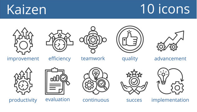kaizen   icon vector illustration concept. outline style.
