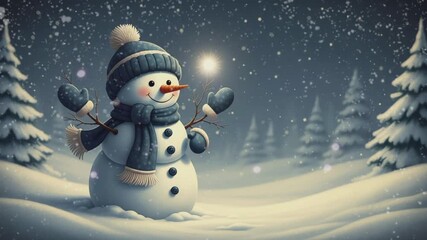 snowman on the snow with winter  - Powered by Adobe