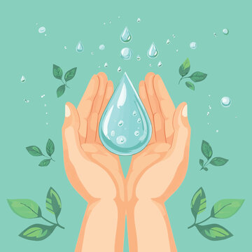 Environment conservation concept. Watering can with water and flower. Flat vector illustration. , vector style simple color