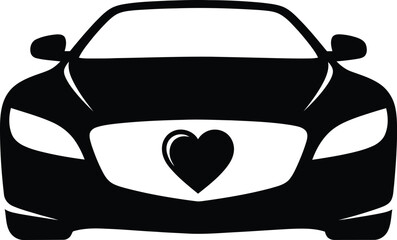 car front view with heart symbol on grille