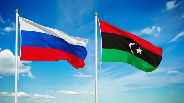 ロシアの国旗とリビアの国旗(Russian flag & Libya flag.)
