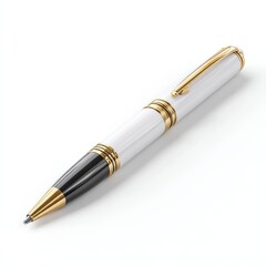 Naklejka premium A sleek, elegant pen with a white body and gold accents, perfect for professional use or gifting.