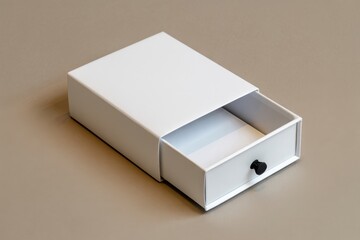 Minimalist Open Box Mockup on Neutral Background close up.