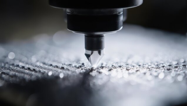 Precision CNC Machining Process Creating Intricate Patterns on Metal Surface.