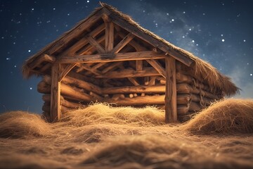 Old wooden abandoned barn and house building architecture in rural country landscape under blue sky