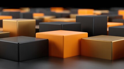 Fototapeta premium Geometric Cubes Create a Three-Dimensional Space Around a Center, Representing a Tech-Business Concept for Innovation and Strategy