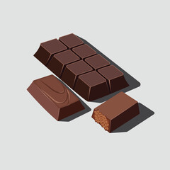 Assorted Chocolate Pieces Flat Vector Illustration
