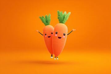 Cute and happy carrot cartoon character