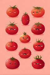 Cute and happy tomato cartoon character