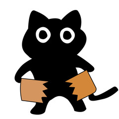 Illustration of Black cat Tearing Paper box