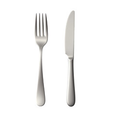 Silver fork and knife set isolated