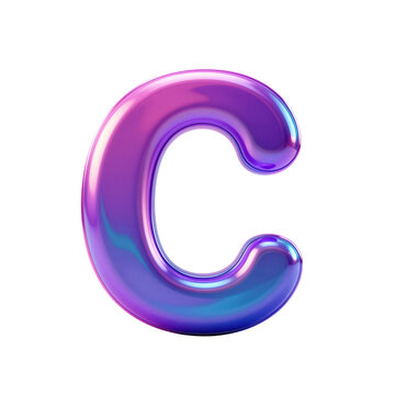 Shiny metallic letter C in purple and blue gradient