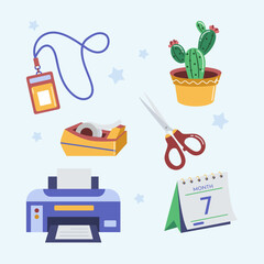 Flat stationary collection illustration