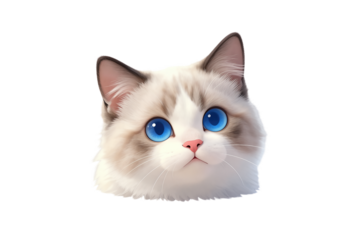 White and gray cat with bright blue eyes