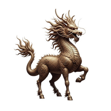Kirin/Qilin Golden Horse Statue