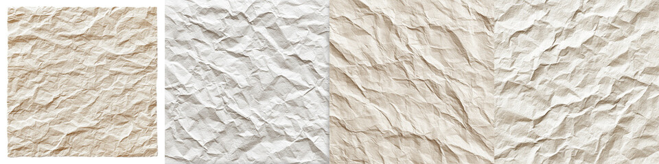 Obraz premium Crumpled Paper Textures: Neutral Tones on White Background