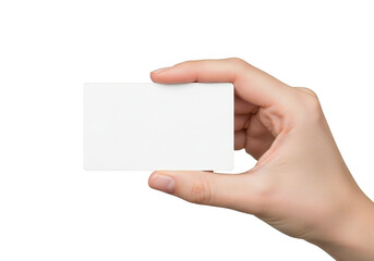 Obraz premium Hand holding blank card isolated on transparent background