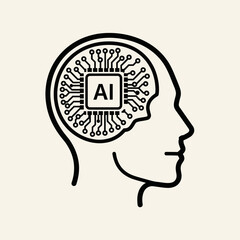 Human Head with AI Circuit Board.