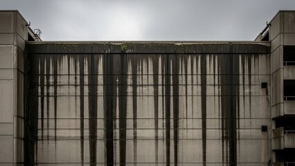 Obraz premium Dirty concrete wall shows rain marks, concrete ages, concrete is stained