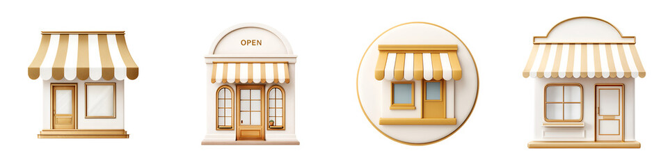 Cute Storefront Icons Set: Cartoon Shop Building Illustrations