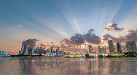 The most beautiful Viewpoint marina bay, Asia business concept image, panoramic modern cityscape building in Singapore.