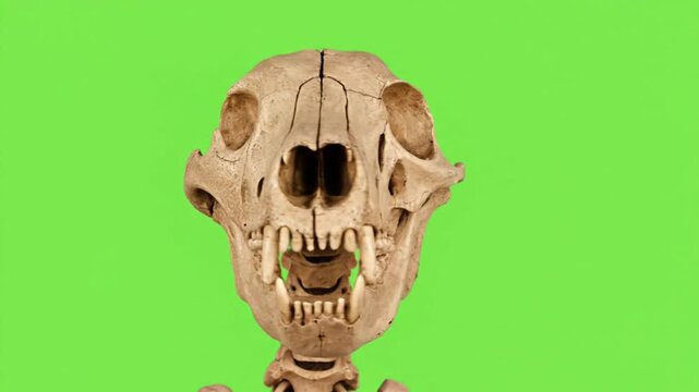 Polar Bear Skull Rotating 360 Degrees Green Screen Arctic Predator White Bear Bone Anatomy
