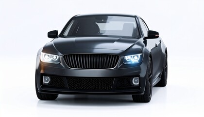 Naklejka premium luxury black sedan car 3d illustration isolated on white background modern automotive design