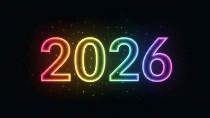 Rainbow 2026 New Year Neon Numbers.