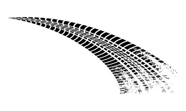 Curved Black Tire Mark Isolated on Transparent Background &ndash; Grunge Skid Track PNG
