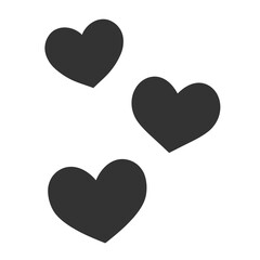 シンプルな3つのハート 手描きイラスト アイコン