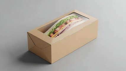 Freshly Made Sandwich in a Recyclable Cardboard Takeaway Box.