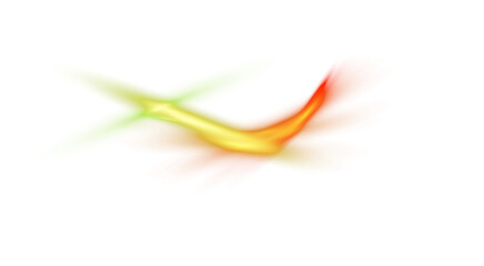 Glowing neon light streak rays horizontal lines on transparent background.