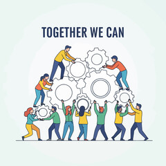 Teamwork and Collaboration Illustrated with Gears.