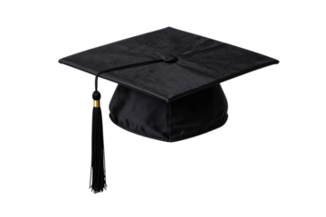 Black Graduation Cap with Tassel Isolated Object
