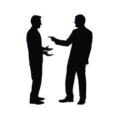 Two Businessmen Silhouette, One Criticizes or Blames Other Man, Showing Argument, Blame, or Accountability.