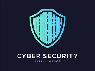 Modern Cyber Security Shield Vector Logo Design concept. Abstract Data Stream Protection and Network Lines concept for corporate branding, digital defense, IT safety, and technology business solution.