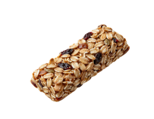 Granola bar with oats and dried fruits isolated